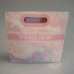 Perlier Pink/White Fabric Spring/Summer Bag-Farmland Design VERY PRETTY
